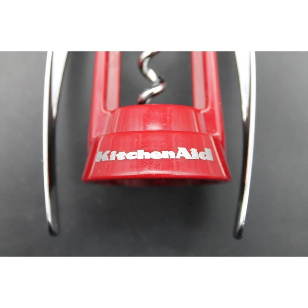 KitchenAid Red Wing Corkscrew Wine Bottle Opener Chrome Lever Bar Tool